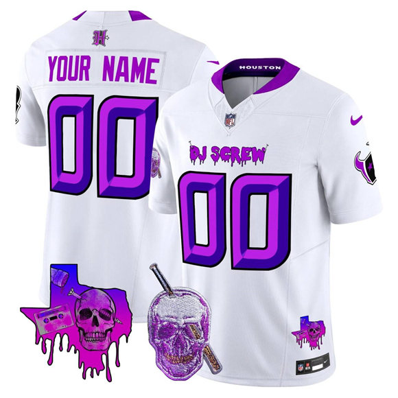 Men's Houston Texans Active Player Custom White 2026 F.U.S.E. DJ Screw Vapor Limited Stitched Football Jersey